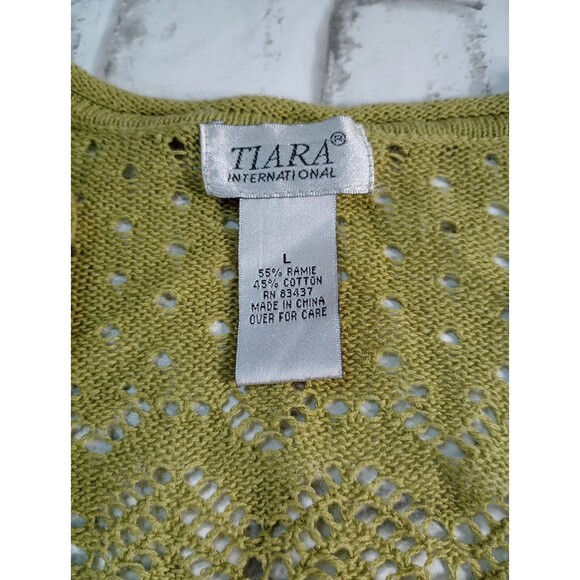 Tiara international Green Cardigan Button Crop Sweater Knit Women's Sz. L - Picture 6 of 8